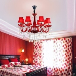 Lustre en cristal européen moderne de couleur rouge