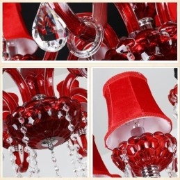 Lustre en cristal européen moderne de couleur rouge