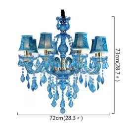 Grand lustre en cristal bleu, suspension européenne
