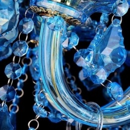 Grand lustre en cristal bleu, suspension européenne