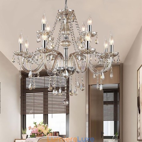 Grand lustre en cristal Cognac Plafonnier européen Grand lustre en cristal Cognac Plafonnier européen