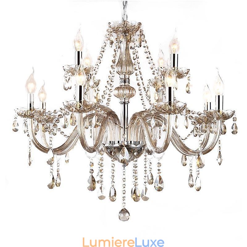 Grand lustre en cristal Cognac Plafonnier européen
