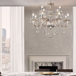 Grand lustre en cristal Cognac Plafonnier européen