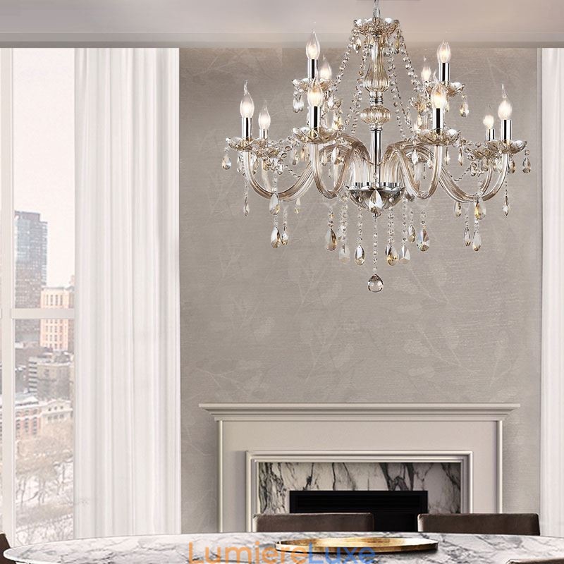 Grand lustre en cristal Cognac Plafonnier européen