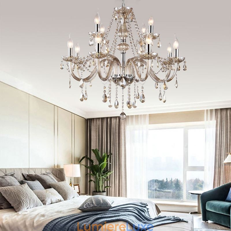 Grand lustre en cristal Cognac Plafonnier européen