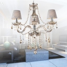 Lustre classique européen en cristal Cognac