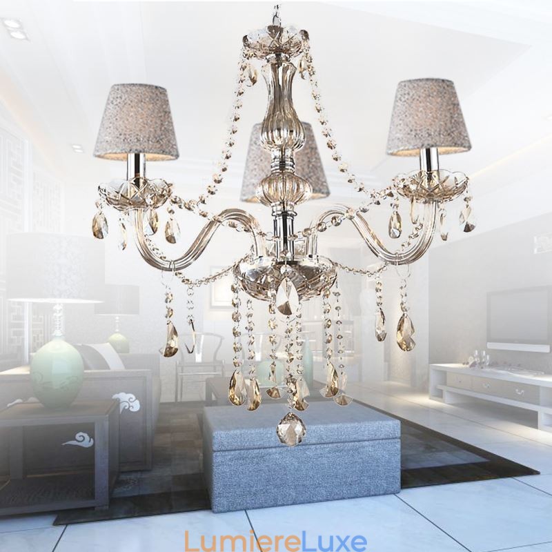 Lustre classique européen en cristal Cognac