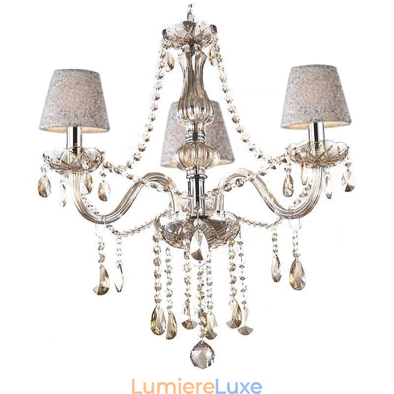 Lustre classique européen en cristal Cognac