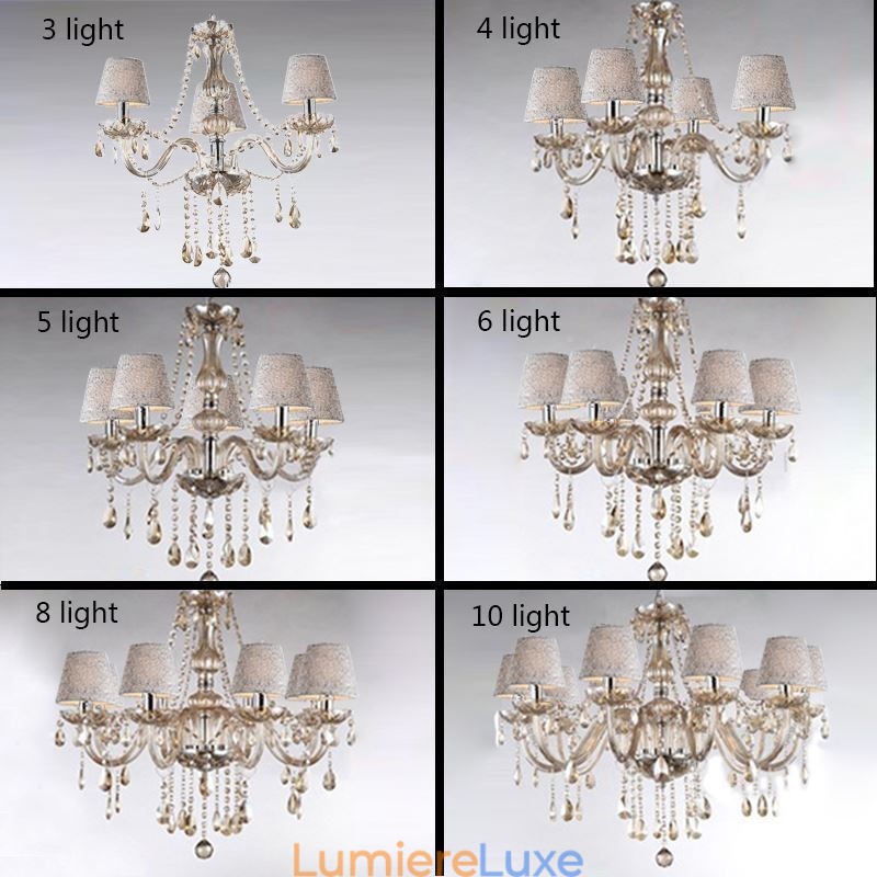 Lustre classique européen en cristal Cognac