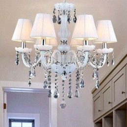 Lustre européen en cristal, suspension unique en jade blanc