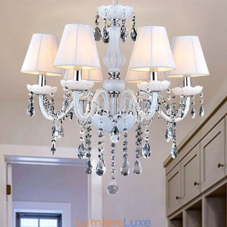 Lustre européen en cristal, suspension unique en jade blanc Lustre européen en cristal, suspension unique en jade blanc