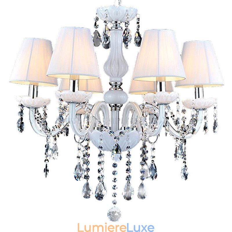 Lustre européen en cristal, suspension unique en jade blanc