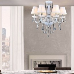 Lustre européen en cristal, suspension unique en jade blanc
