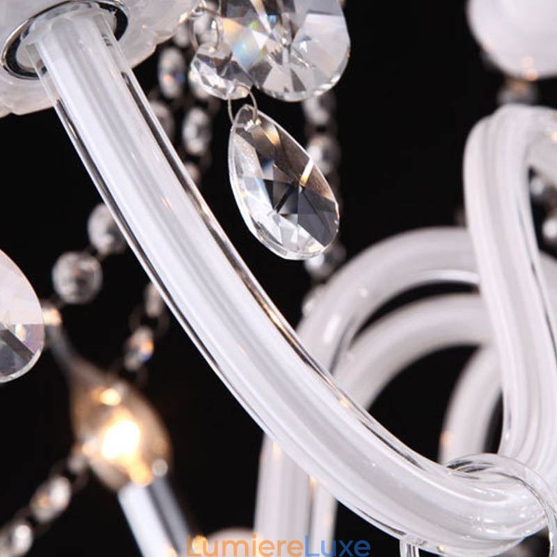 Lustre européen en cristal, suspension unique en jade blanc