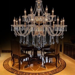 Lustre en cristal de luxe, plafonnier européen doré à bras fileté