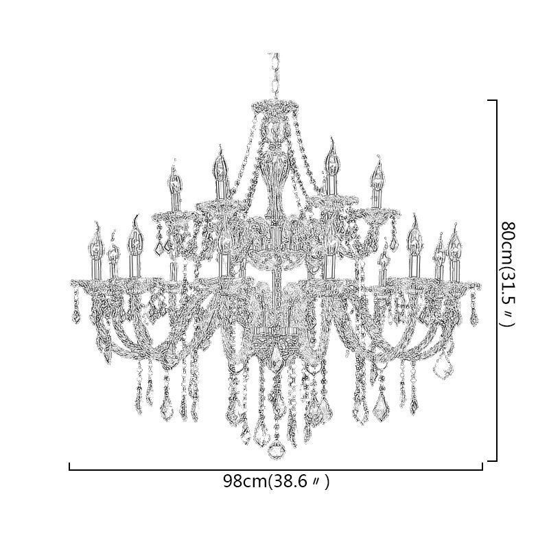 Lustre en cristal de luxe, plafonnier européen doré à bras fileté
