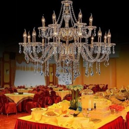 Lustre en cristal de luxe, plafonnier européen doré à bras fileté