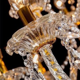 Lustre en cristal de luxe, plafonnier européen doré à bras fileté