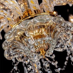 Lustre en cristal de luxe, plafonnier européen doré à bras fileté
