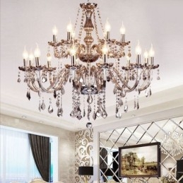 Grand lustre européen en cristal, élégante suspension