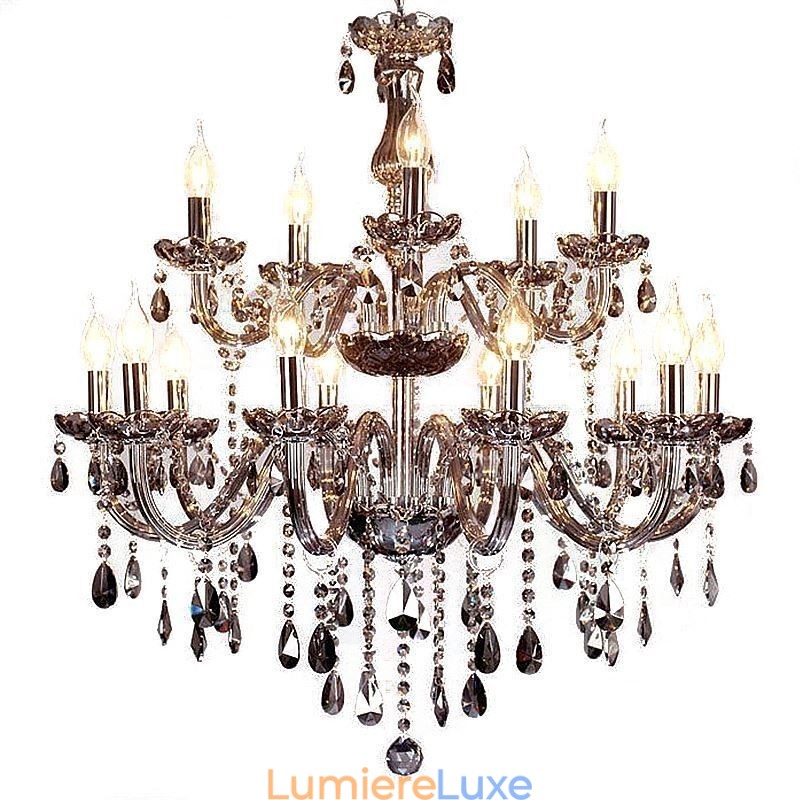 Grand lustre européen en cristal, élégante suspension