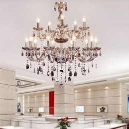 Grand lustre européen en cristal, élégante suspension
