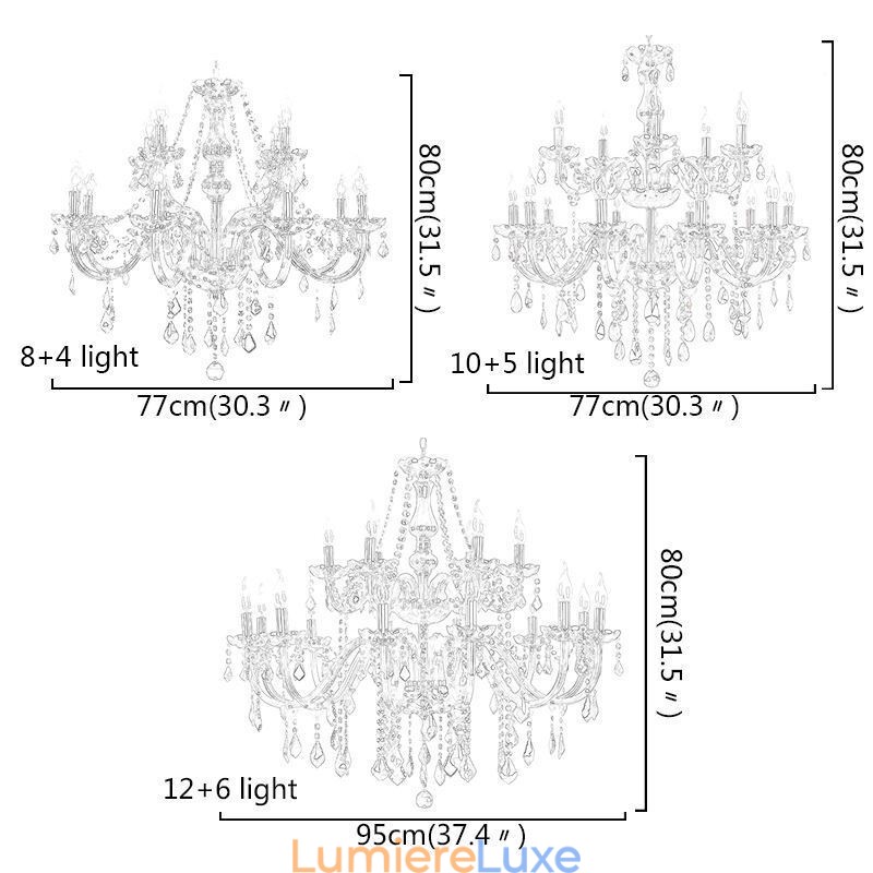 Grand lustre européen en cristal, élégante suspension