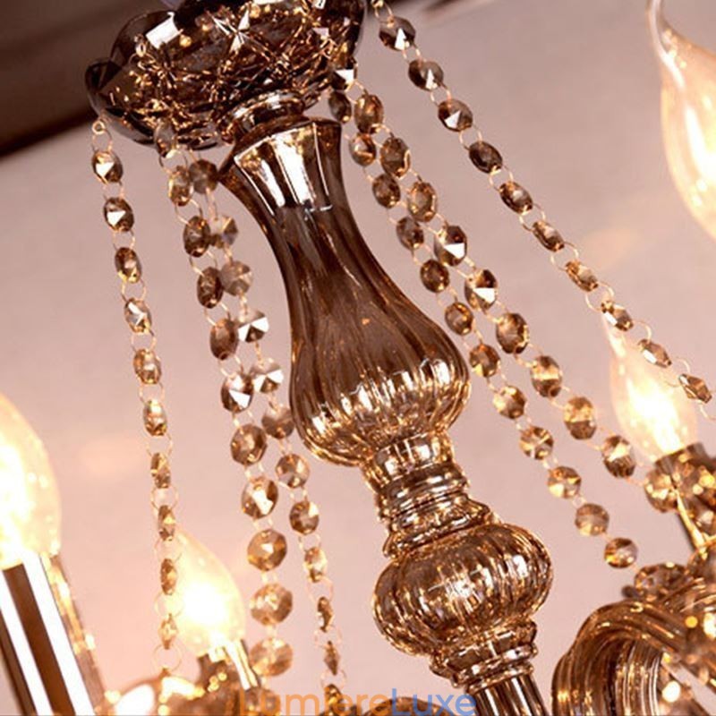 Grand lustre européen en cristal, élégante suspension