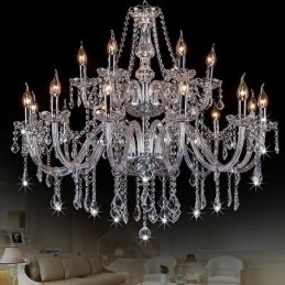 Lustre européen en cristal transparent