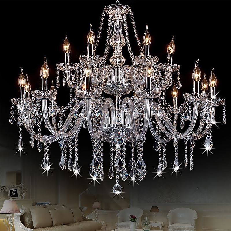 Lustre européen en cristal transparent
