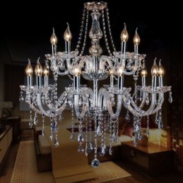 Lustre européen en cristal transparent