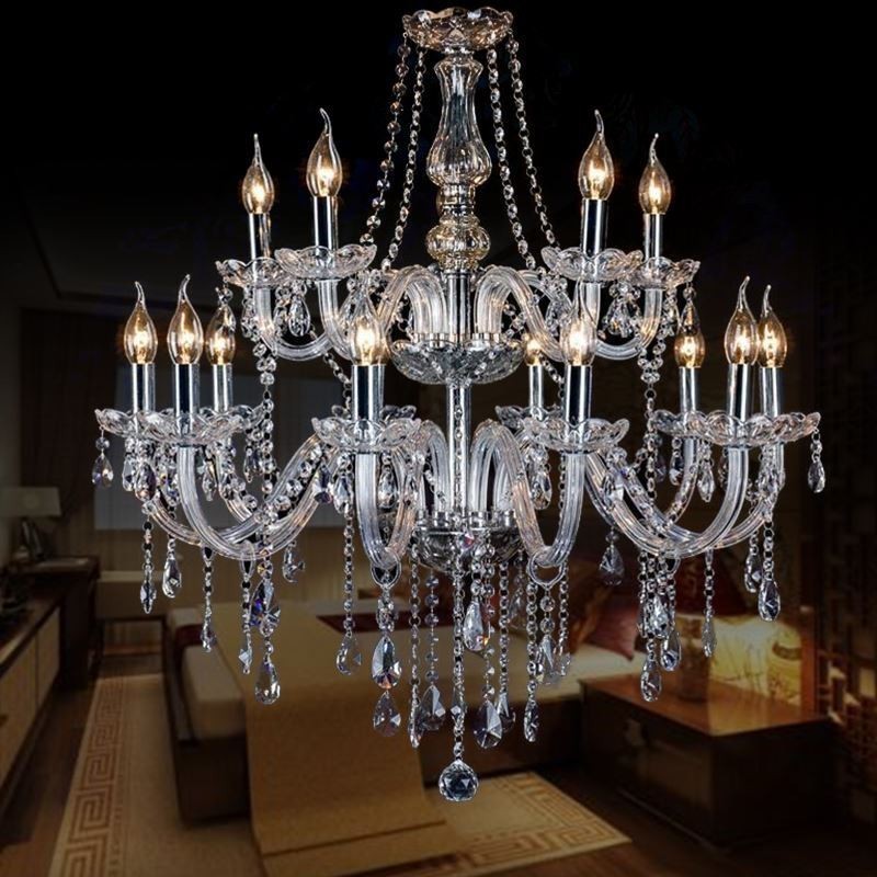 Lustre européen en cristal transparent