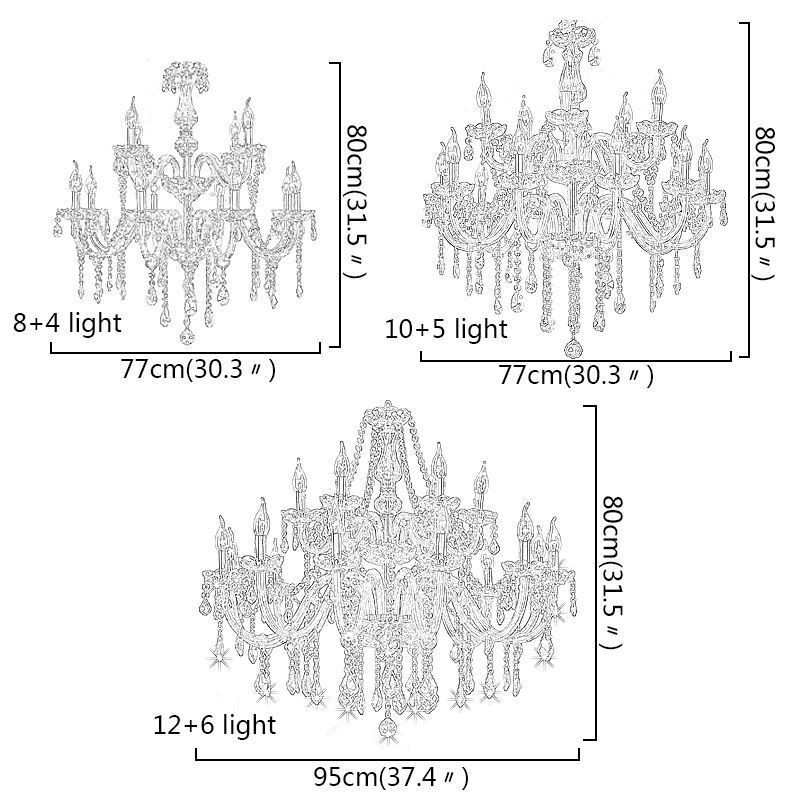 Lustre européen en cristal transparent