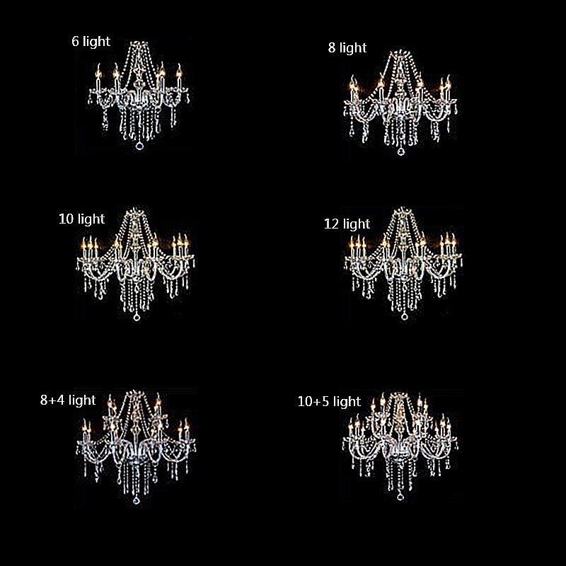 Grand lustre européen en cristal transparent