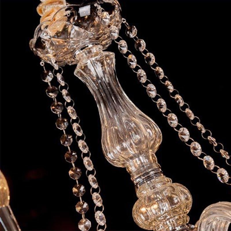 Grand lustre européen en cristal transparent