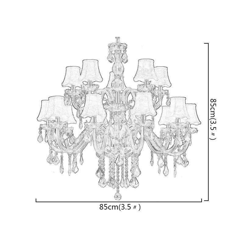 Grand lustre en cristal de luxe, plafonnier ambré européen
