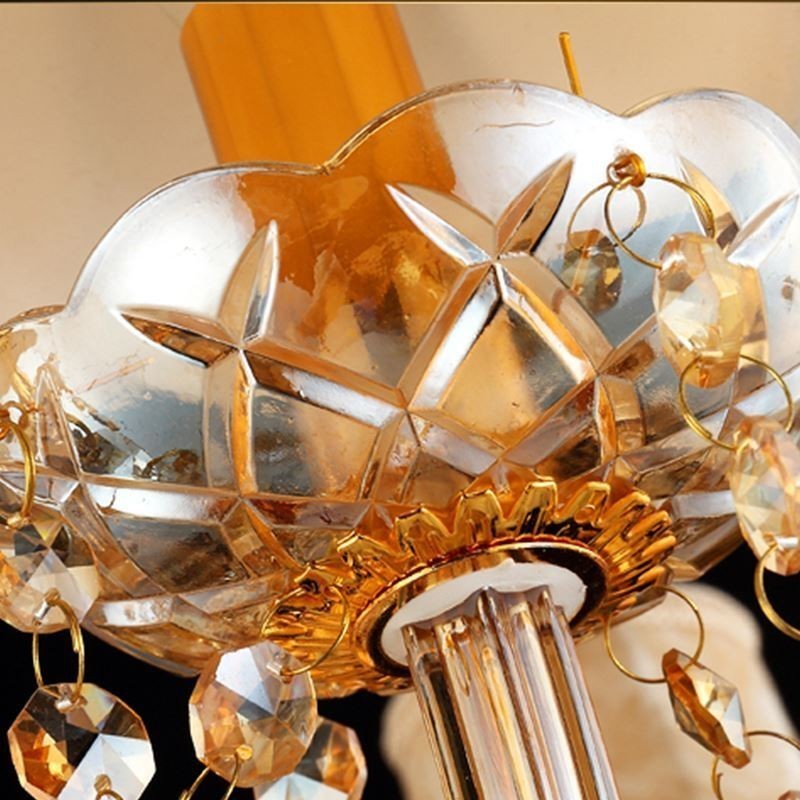 Grand lustre en cristal de luxe, plafonnier ambré européen
