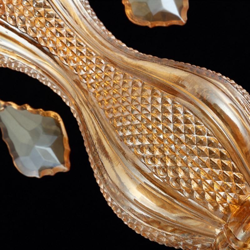 Grand lustre en cristal de luxe, plafonnier ambré européen