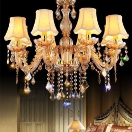 Lustre européen en cristal élégant avec suspension ambrée