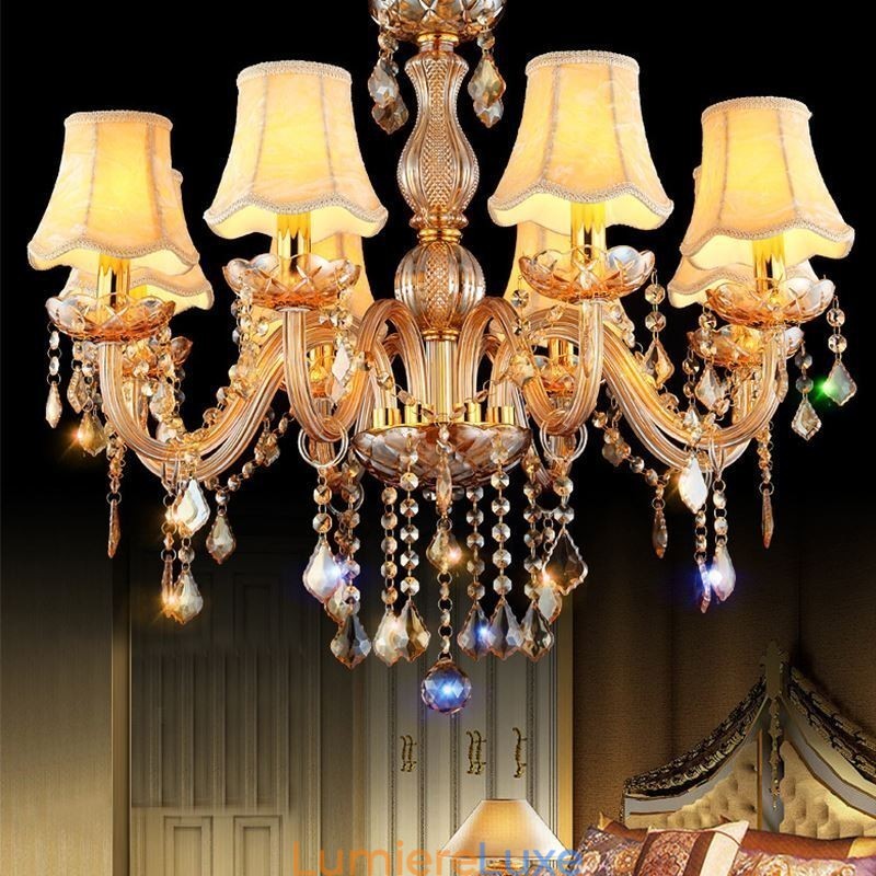 Lustre européen en cristal élégant avec suspension ambrée