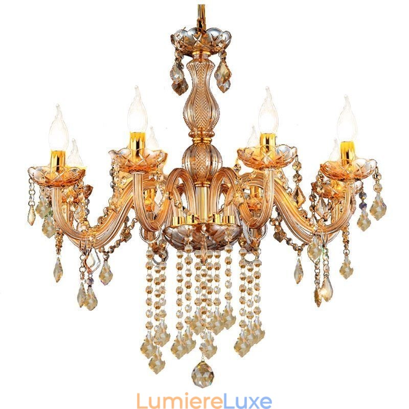 Lustre européen en cristal élégant avec suspension ambrée