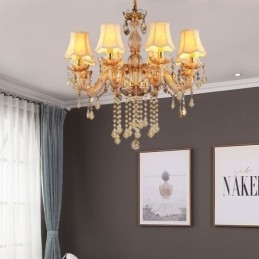 Lustre européen en cristal élégant avec suspension ambrée