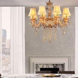 Lustre européen en cristal élégant avec suspension ambrée