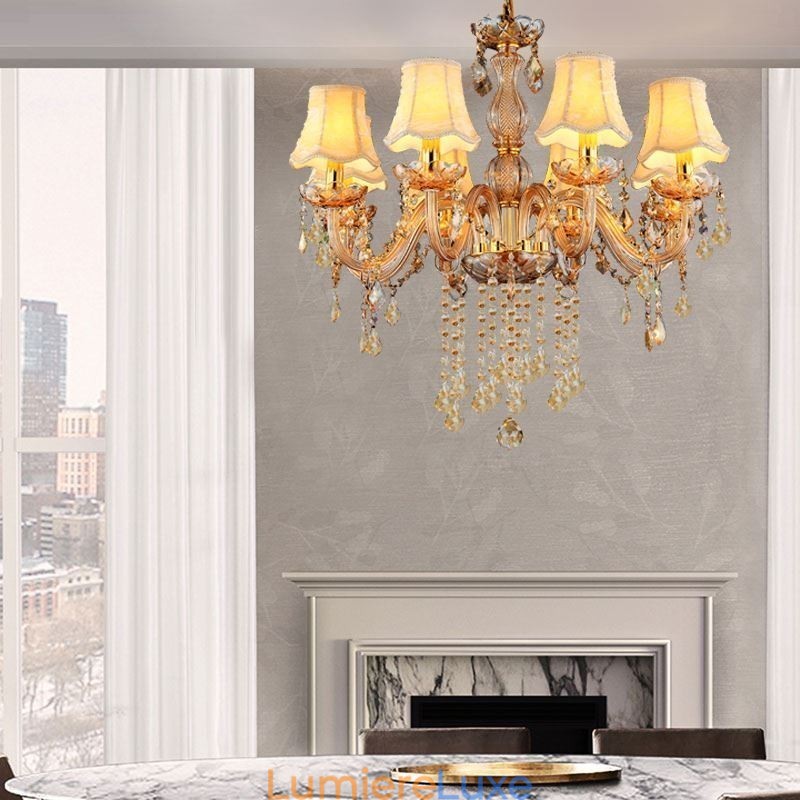 Lustre européen en cristal élégant avec suspension ambrée