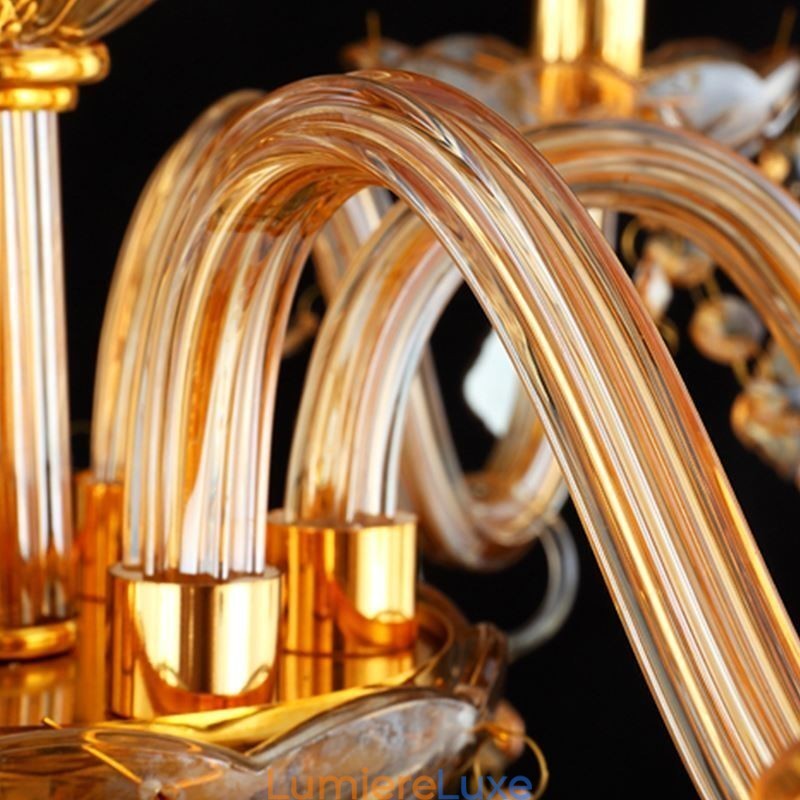 Lustre européen en cristal élégant avec suspension ambrée