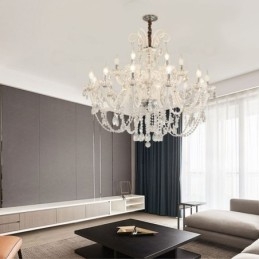 Grand lustre européen en cristal blanc