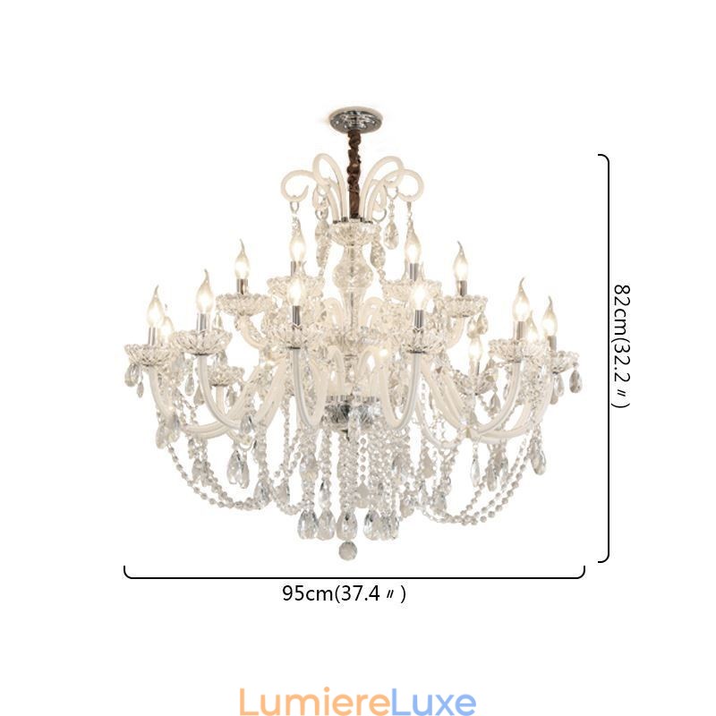 Grand lustre européen en cristal blanc
