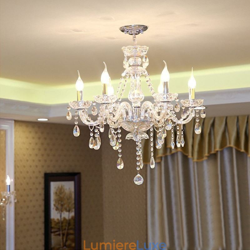 Lustre en cristal moderne, suspension européenne transparente