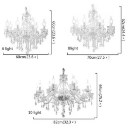 Lustre en cristal moderne, suspension européenne transparente