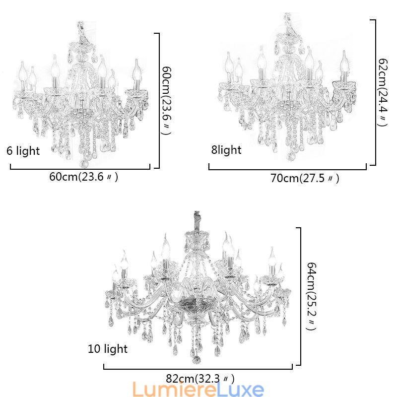 Lustre en cristal moderne, suspension européenne transparente